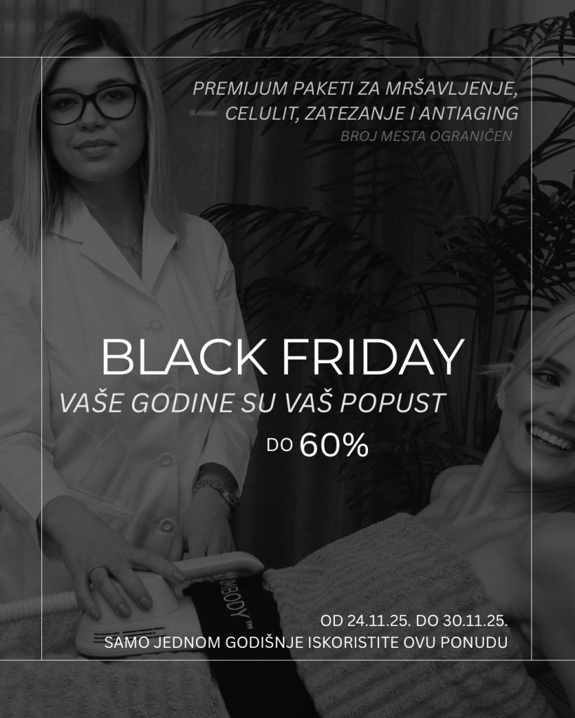 Black Friday 2025 akcija u Cellulite Expert centru Beograd – Vaše godine, vaš popust na tretmane celulita, mršavljenja i Biologique Recherche rituale